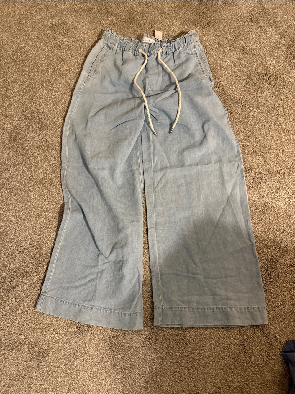 LOFT Light Blue Wide-Leg Drawstring Jeans